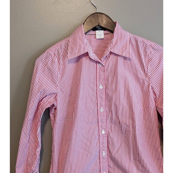 J.Crew Size XS Vintage Top Womens Red Stripe Shirt Button Up Long Sleeve VTG - Picture 3 of 5
